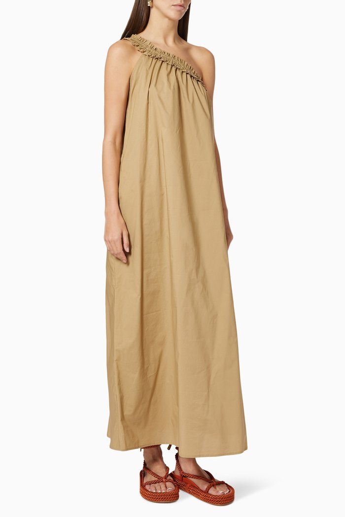 

Donatella Maxi Dress in Cotton Poplin, Neutral