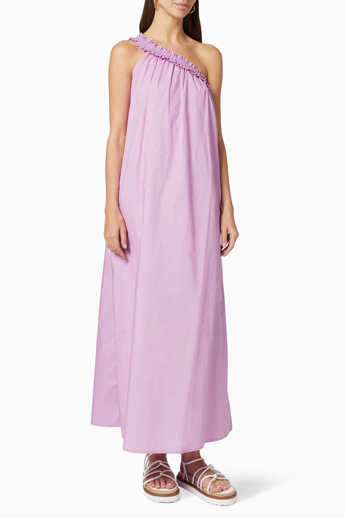 

Donatella Maxi Dress in Cotton Poplin, Purple