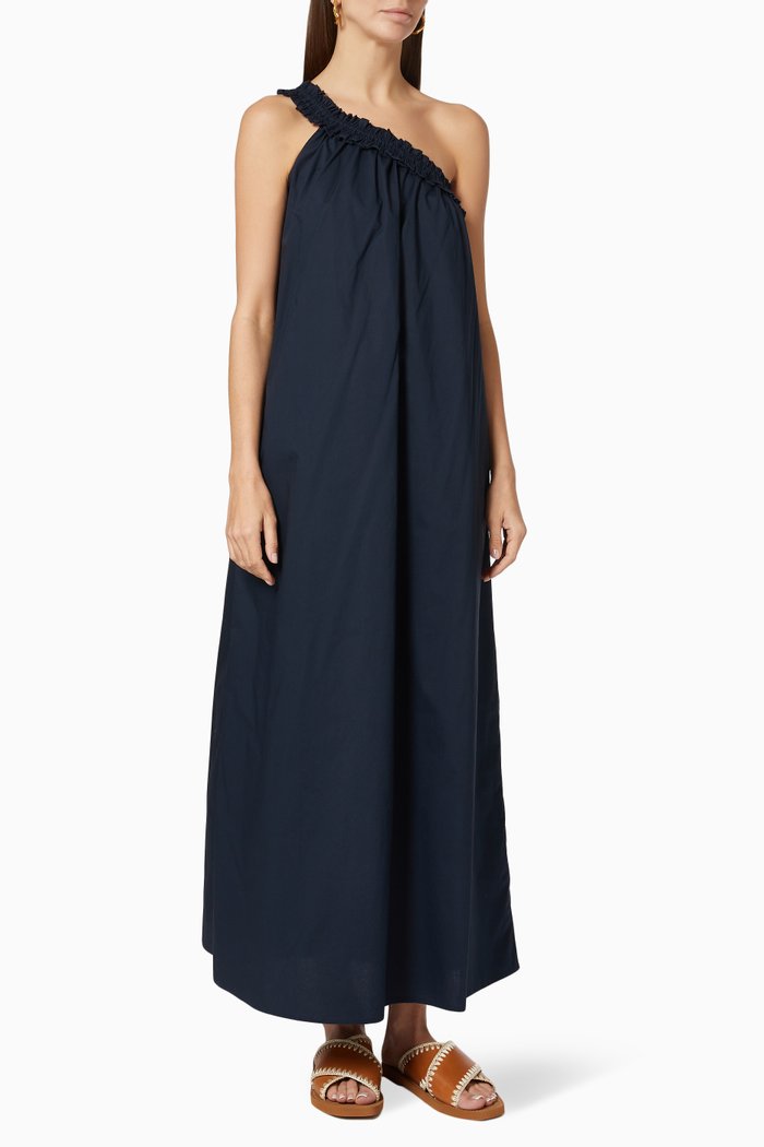 

Donatella Maxi Dress in Cotton Poplin, Blue
