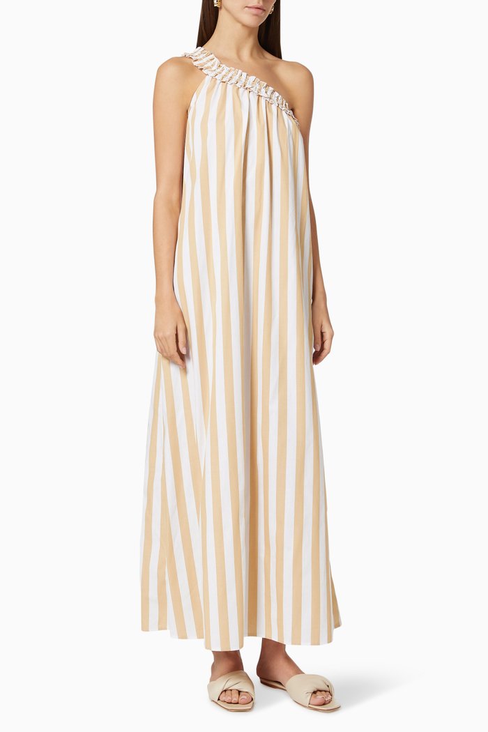 

Donatella Maxi Dress in Cotton Poplin, Neutral