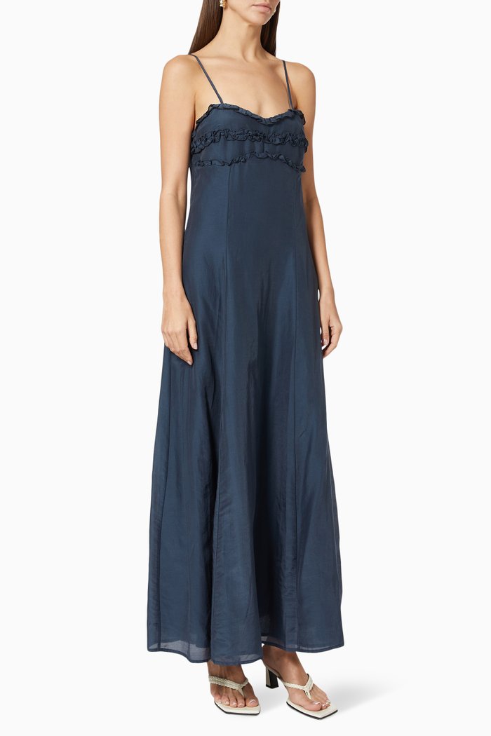 

Maeve Dress in Silk & Cotton Blend, Blue