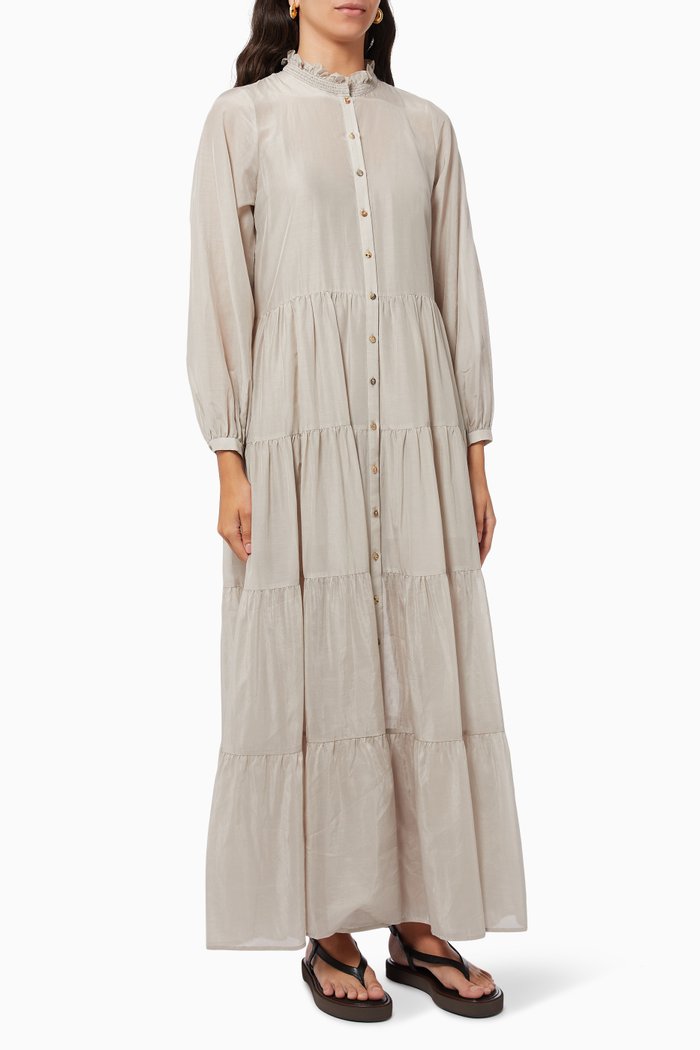 

James Maxi Dress in Cotton Blend, Brown