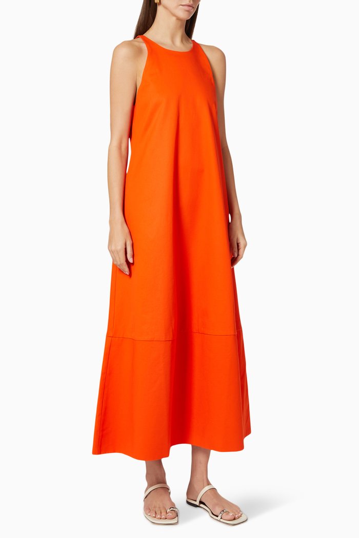 Hazel Dress in Cotton Drill, Orange