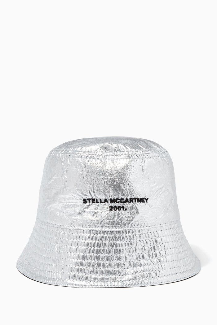 Bucket Hat in Vinyl Nylon, Silver