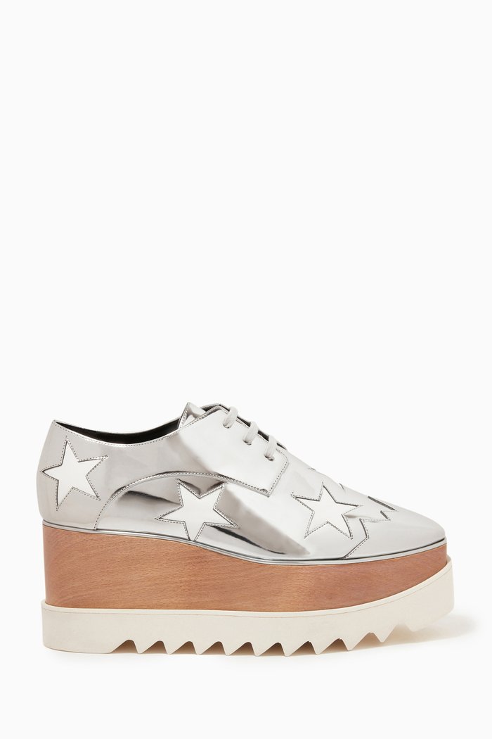 

Elyse Star Metallic Platforms in Alter Leather, Silver