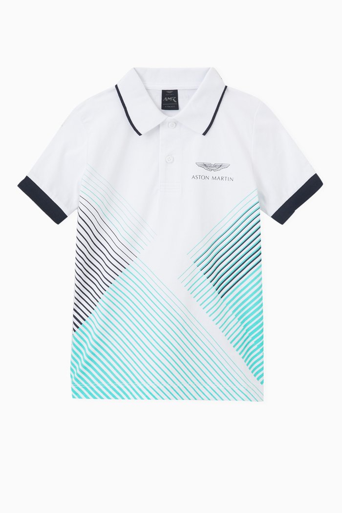 

Contrast-Print Polo Shirt in Cotton, White