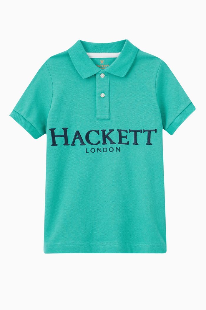 

Contrast Print Polo in Cotton, Green