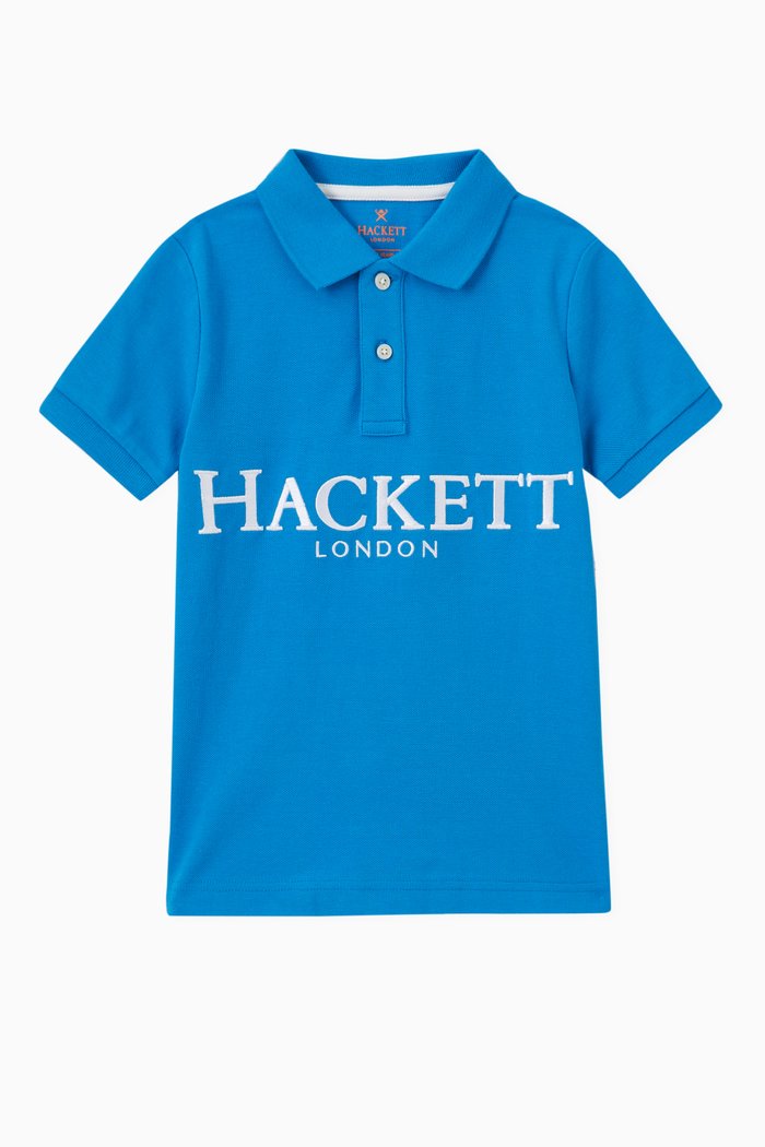 

Contrast-Print Polo Shirt in Cotton, Blue
