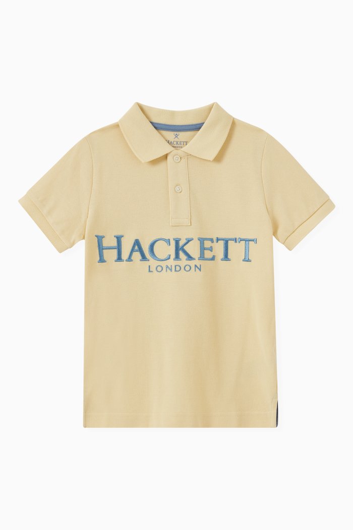 

Contrast Print Polo in Cotton, Yellow