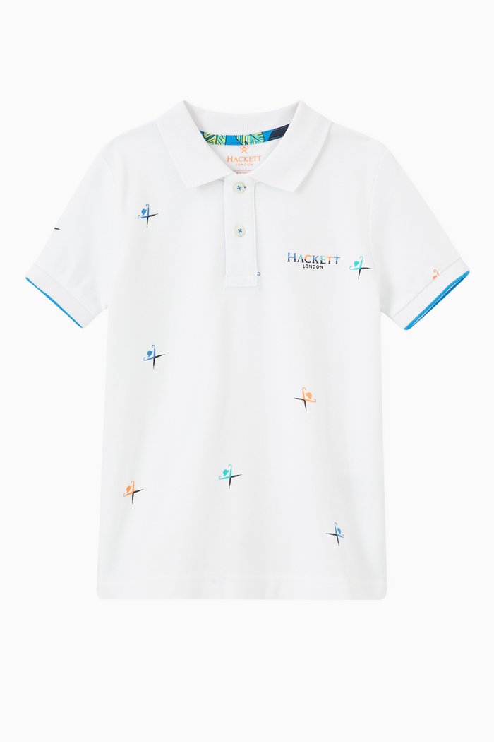 Multi-Panel Polo Shirt in Cotton, White