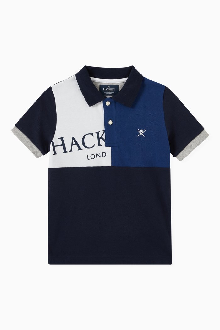 

Abstract Panel Polo in Cotton, Blue