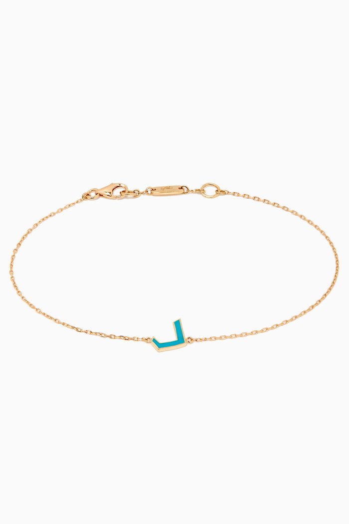 

Mina 'D' Enamel Letter Bracelet in 18kt Yellow Gold, Blue