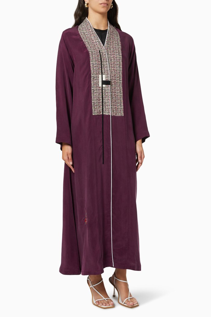 

Embroidered Kimono in Cupro, Purple