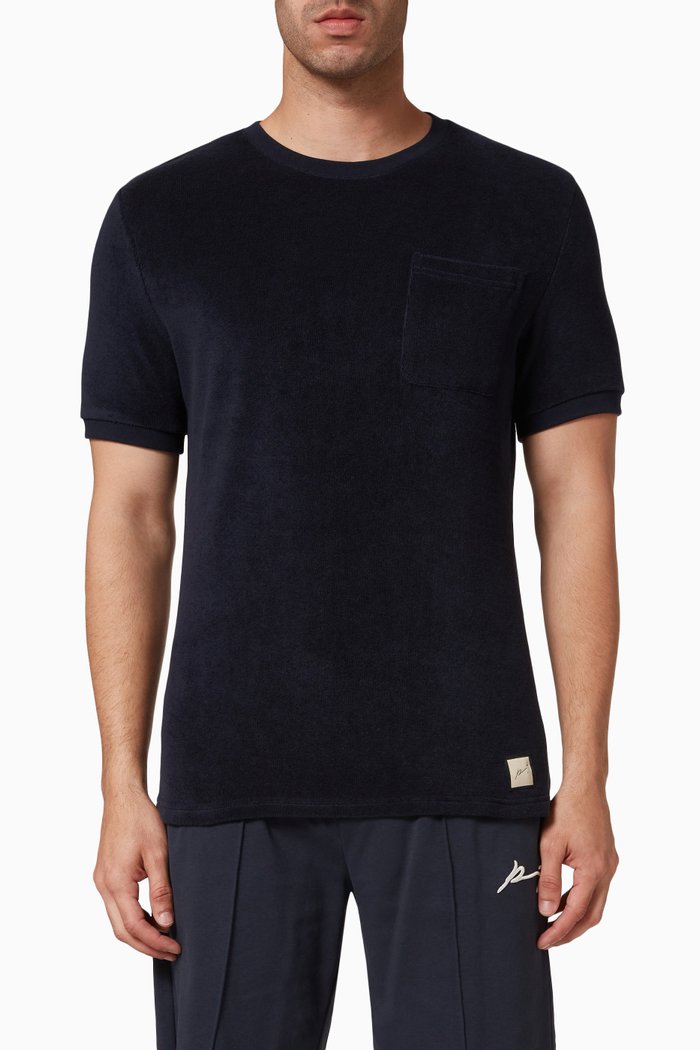

Signature Core Embroidered T-shirt in Cotton Jersey, Blue
