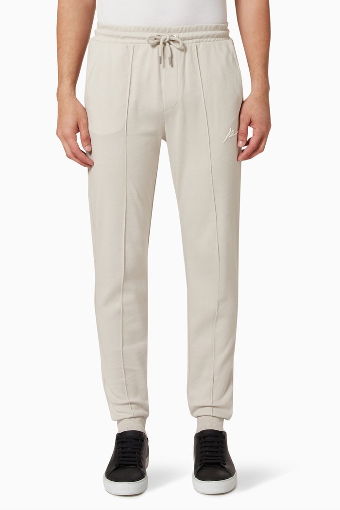 Signature Core Embroidered Joggers in Fleece, Grey
