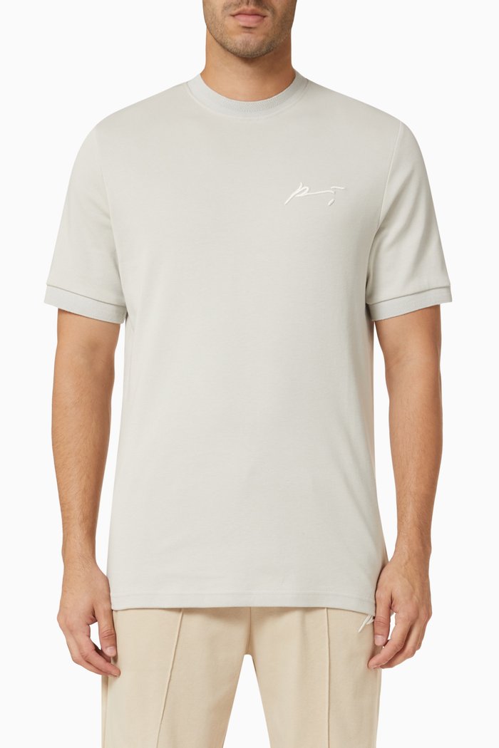 

Signature Core Embroidered T-shirt in Cotton Jersey, Grey