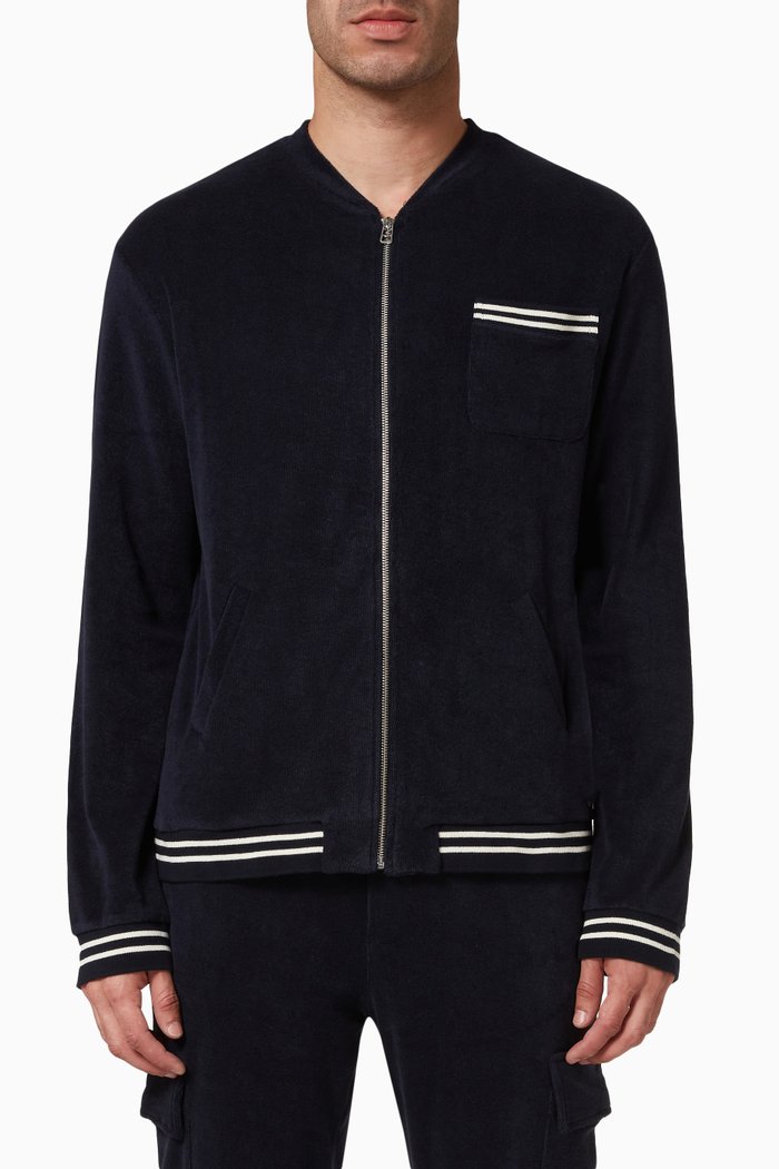 

Taylor Bomber Jacket in Cotton Terry, Blue