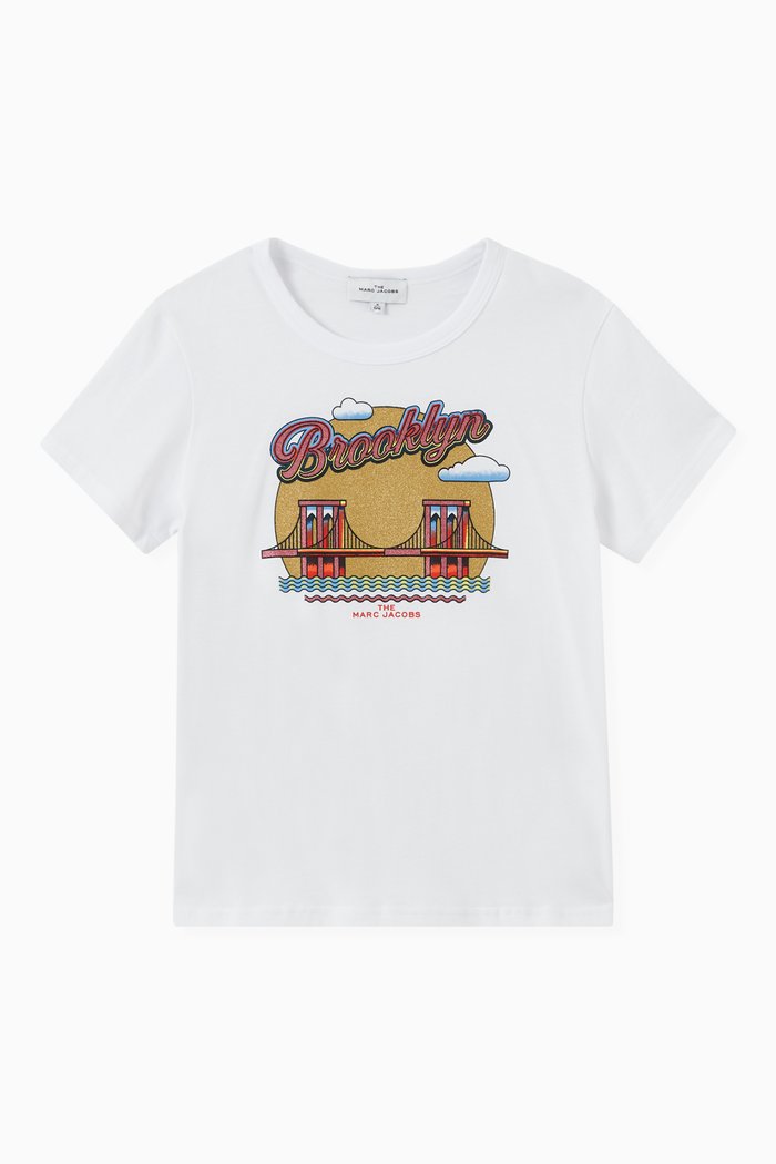 Graphic Print T-Shirt in Cotton, White