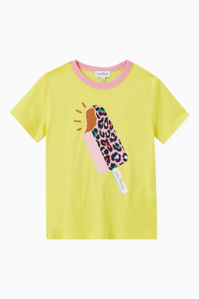 

Graphic Print T-Shirt in Organic Cotton, Yellow