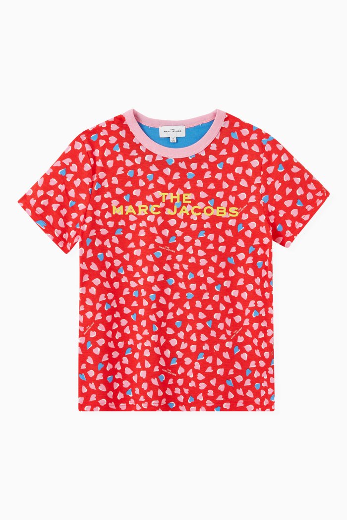 

All-Over Graphic Print T-Shirt in Cotton, Red