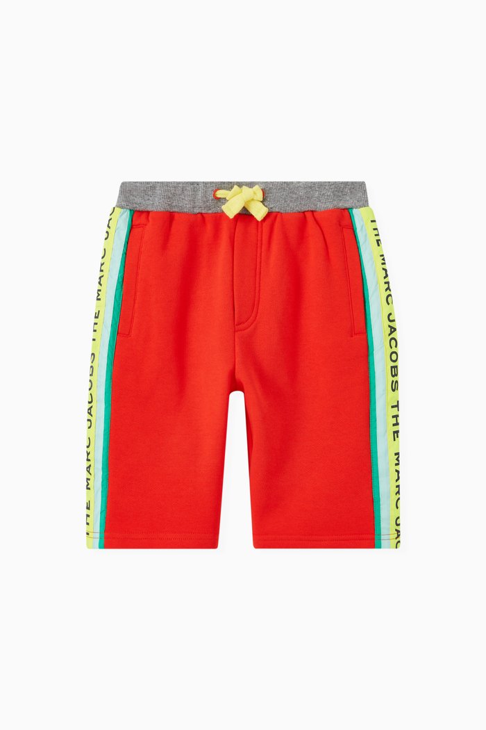 Contrasting Logo-Band Shorts in Cotton, Red