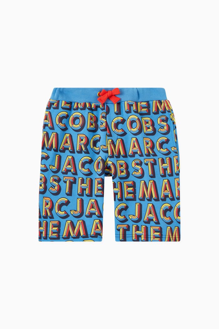 

All-Over Logo Print Shorts in Cotton, Blue