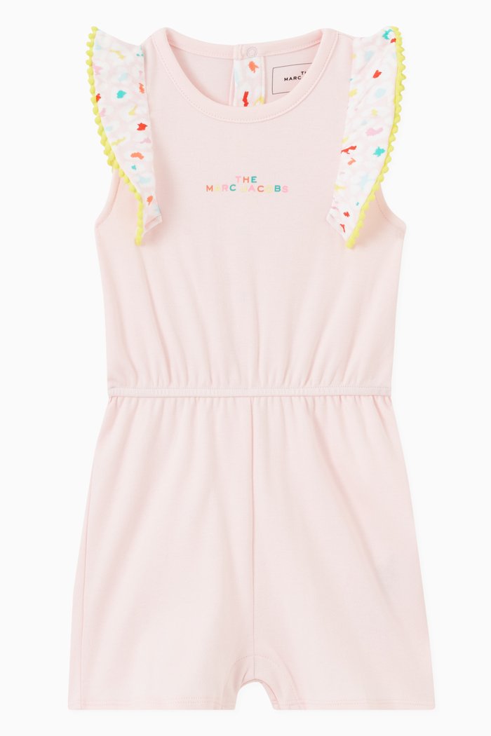 

Logo Print Romper in Cotton, Pink