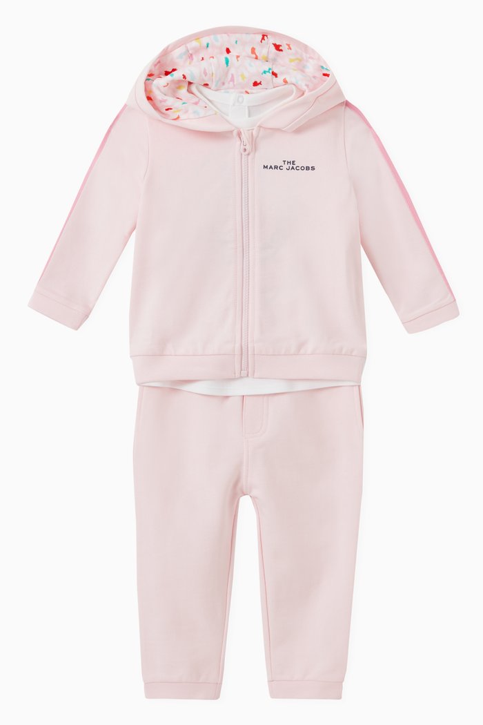 

Logo Print Tracksuit Set in Cotton, Pink