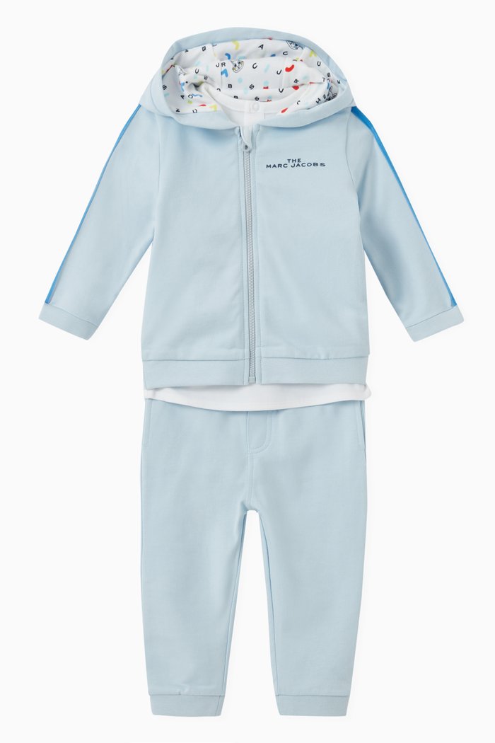 

Logo Print Tracksuit Set in Cotton, Blue
