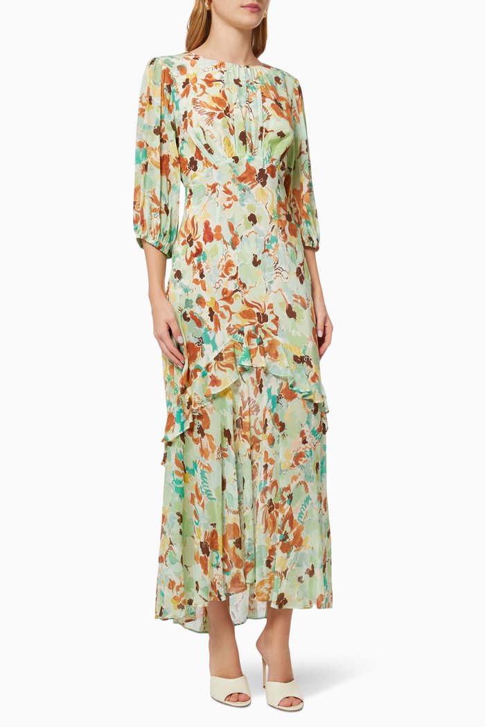Cheryl Midi Dress in Silk, Multicolour