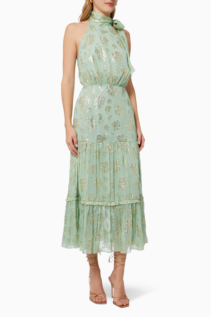 

Valerie Dress in Metallic Silk, Green