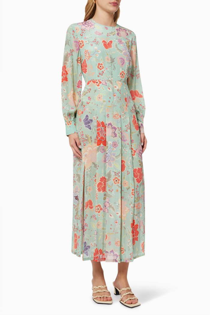 

Emma Midi Dress in Silk, Green