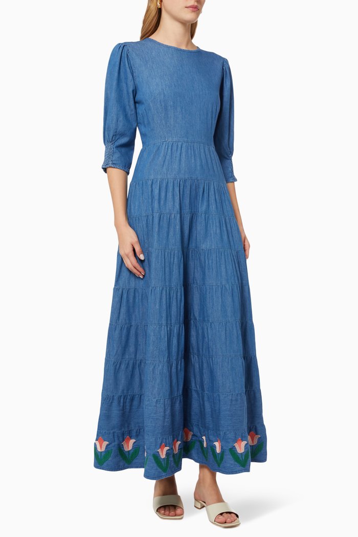 

Kristen Maxi Dress in Denim, Blue