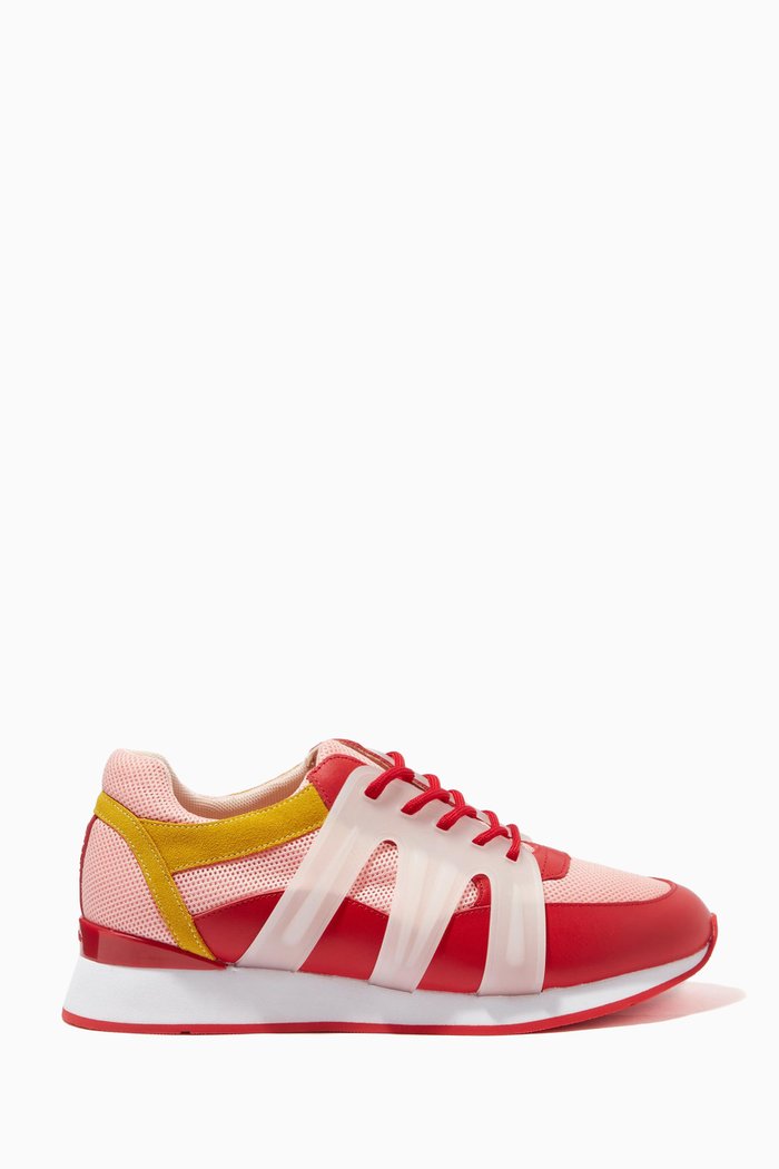 Camino Low Top Sneakers in Mesh, Red