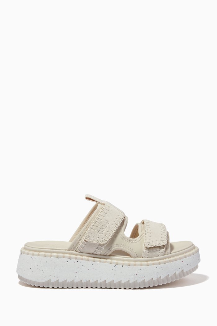 

Lilli Platform Slide Sandals in Leather, White