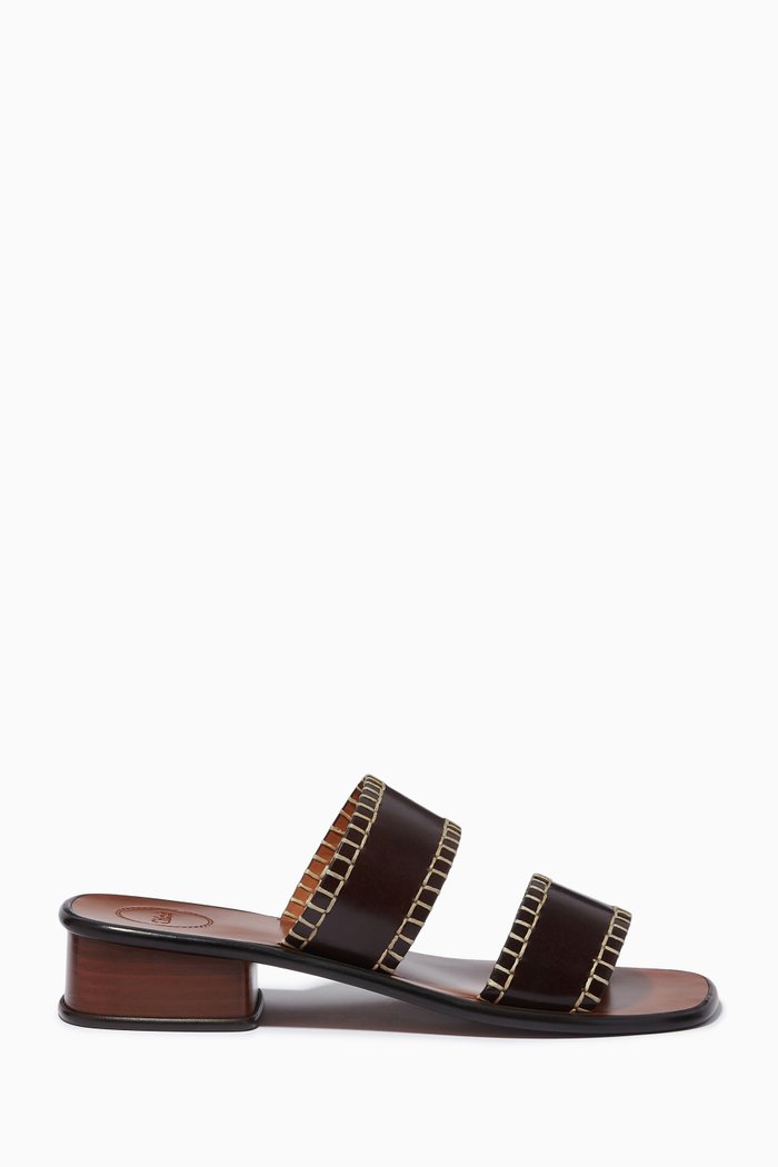 

Laia Mule Sandals in Calfskin Leather, Brown