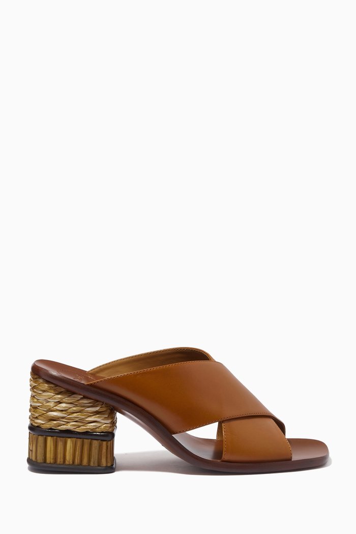 

Laia Mules in Calfskin & Bamboo, Brown