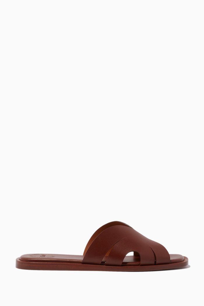

Lucille Flat Mules in Semi-shiny Calfskin, Brown