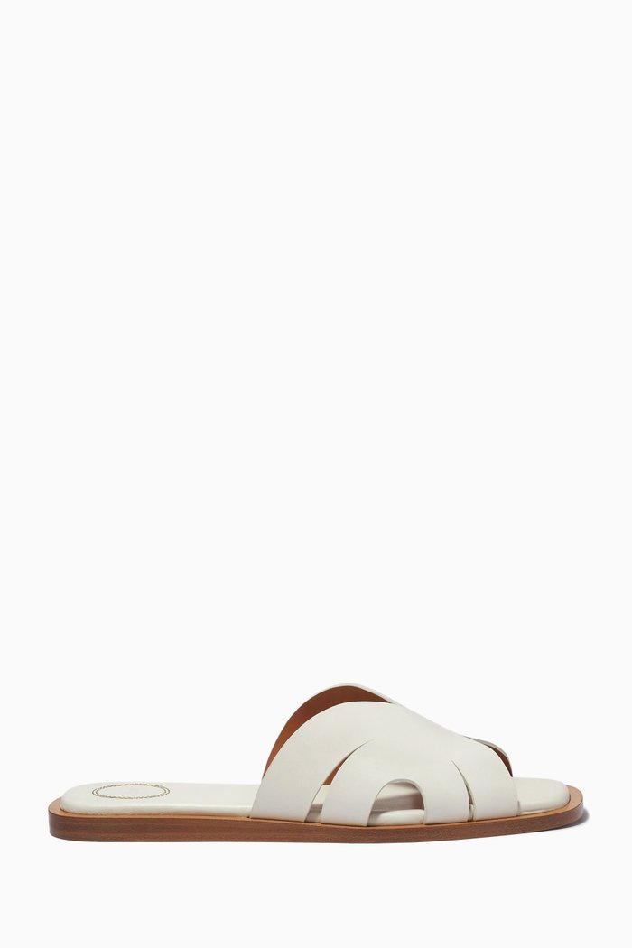 

Lucille Flat Mules in Semi-shiny Calfskin, White
