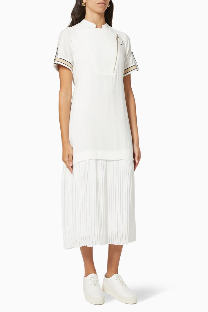 

Mandarin Collar Dress in Viscose, White