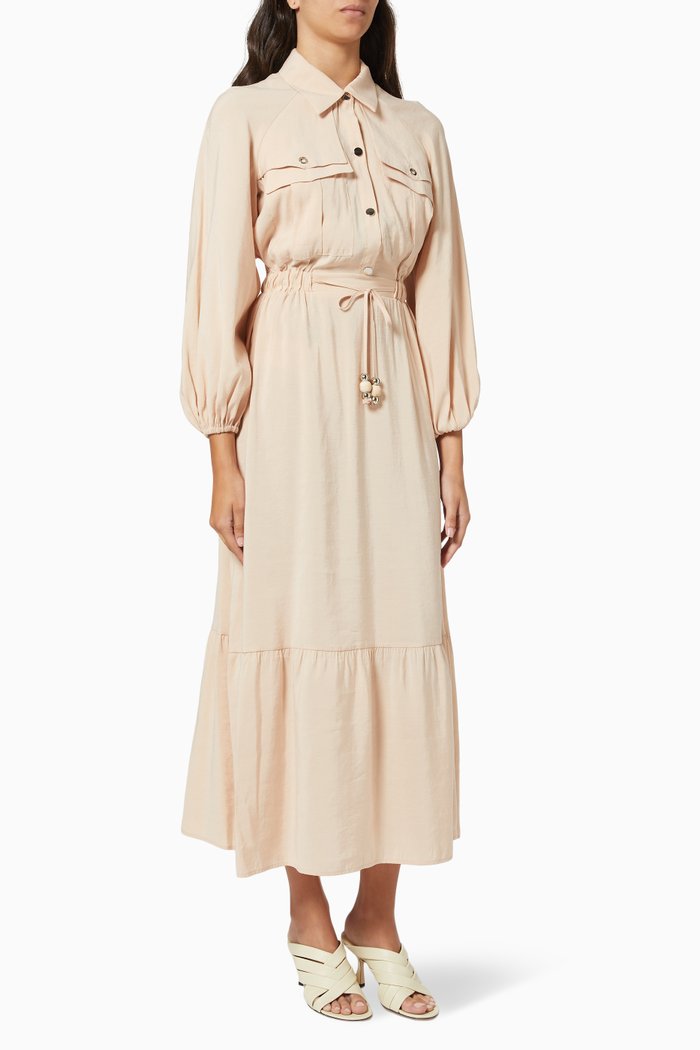 

Long Sleeve Dress in Viscose, Neutral