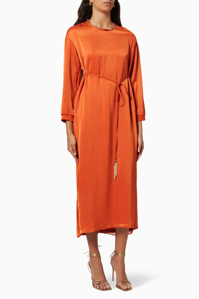 

Long Sleeve Belted Dress, Red