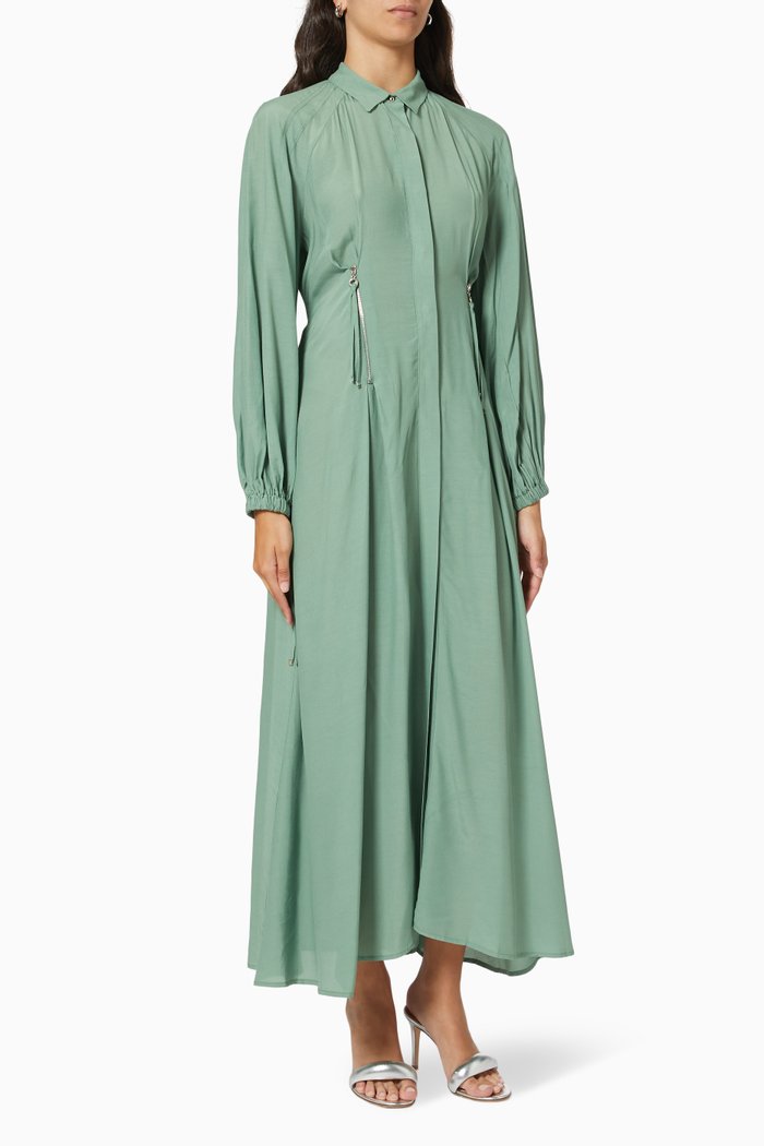 

Long Sleeve Dress in Viscose, Green
