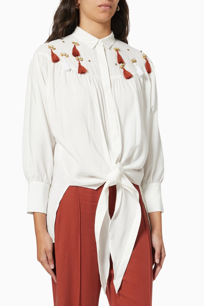 

Tassel Blouse in Viscose, White