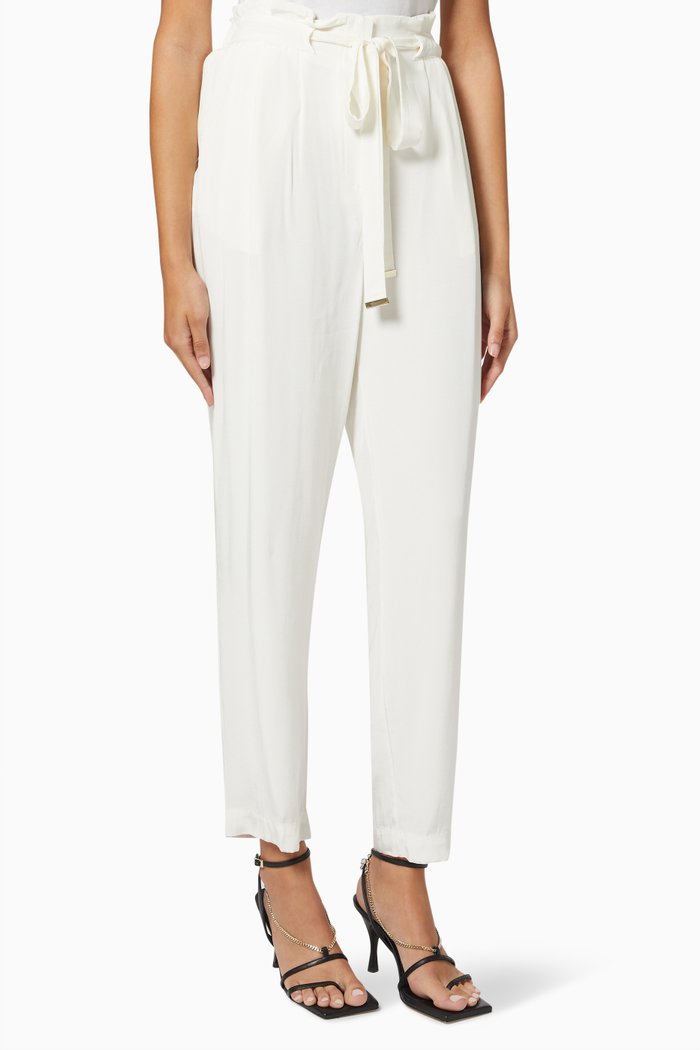 

Paperbag Waist Pants in Viscose, White
