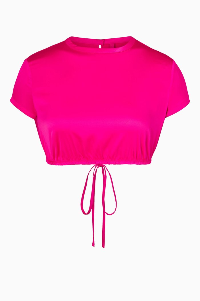 

Woven Shine Crop Top, Pink