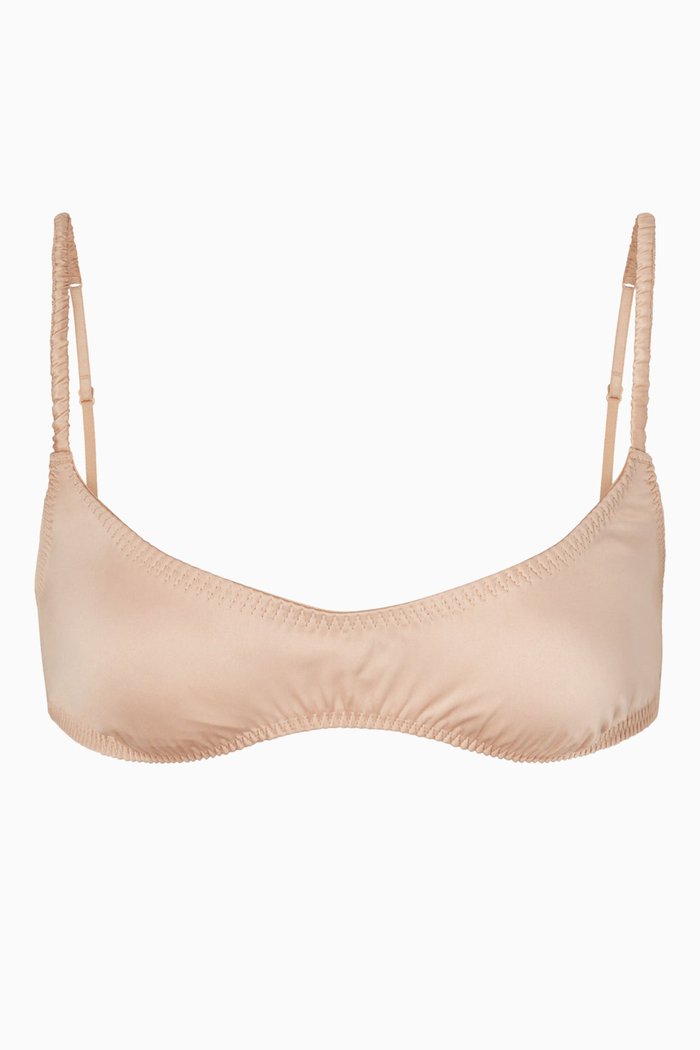 Woven Shine Scrunchie Scoop Bralette, Pink