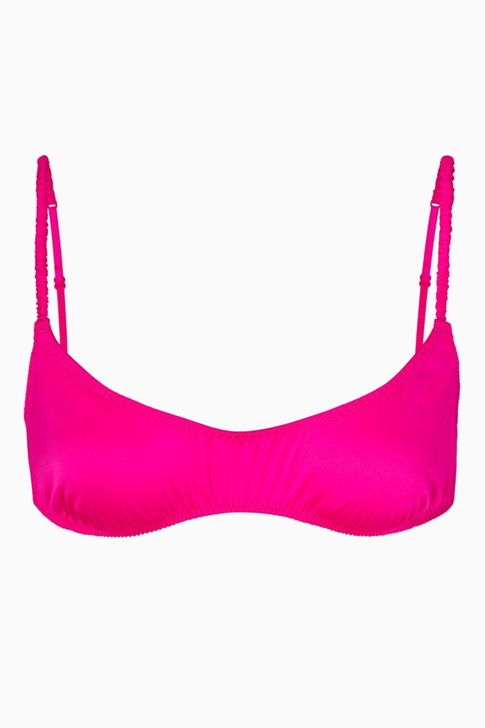 

Woven Shine Scrunchie Scoop Bralette, Pink