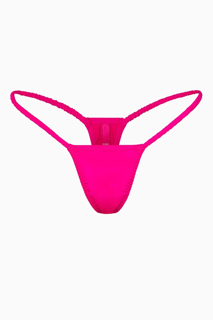 

Woven Shine Scrunchie String Thong, Pink