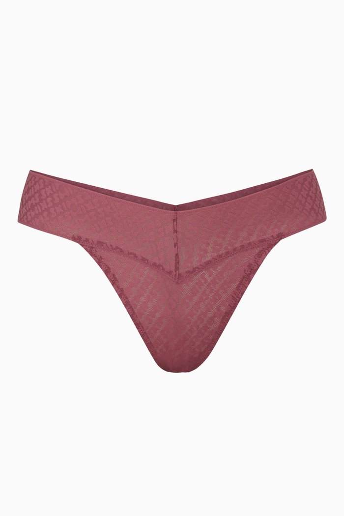 Mesh Logo Thong, Burgundy